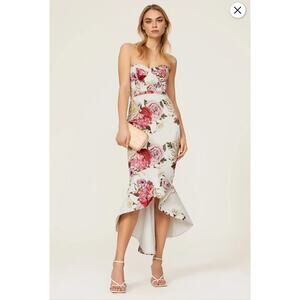 B16 Elle Zeitoune Mermaid Bodycon Floral Dress Womens XS